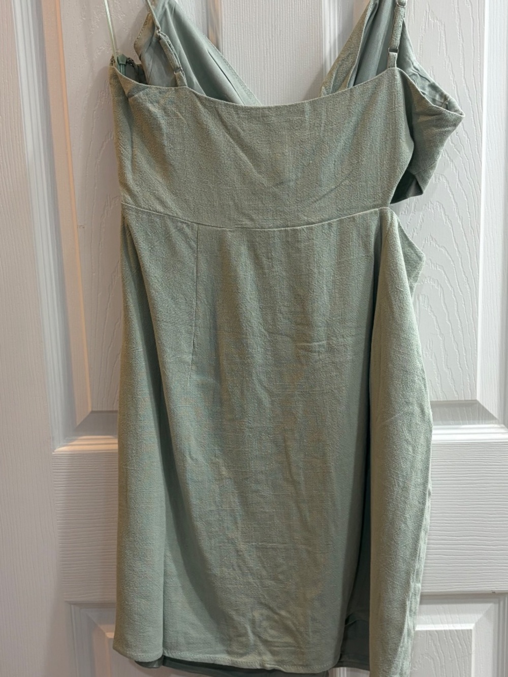 New Promesa Linen Blend Spaghetti Strap Dress Sundress Key Hole Side Cut Out - Picture 2 of 8